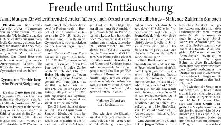 Bericht Freude und Enttaeus