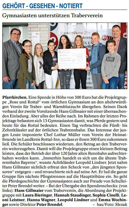 Gymnasiasten unterstuetzen Traberverein