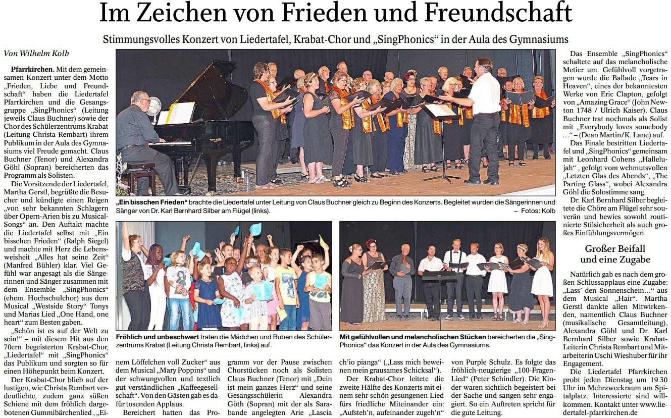 Liedertafel im Zeichen von Frieden und Freundschaft