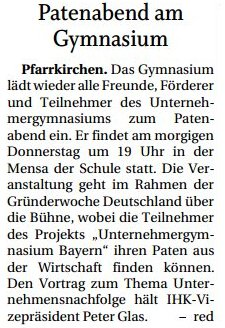 Patenabend am Gymnasium