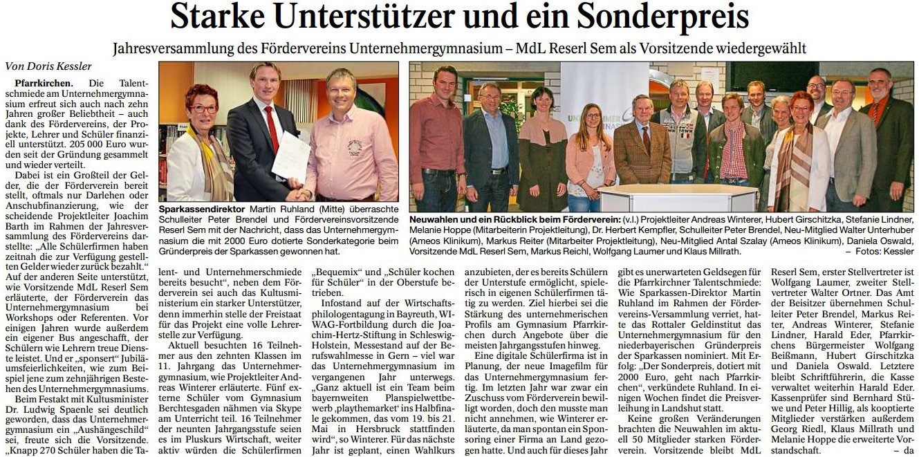 Starke Untersttzer und ein Sonderpreis Ugym