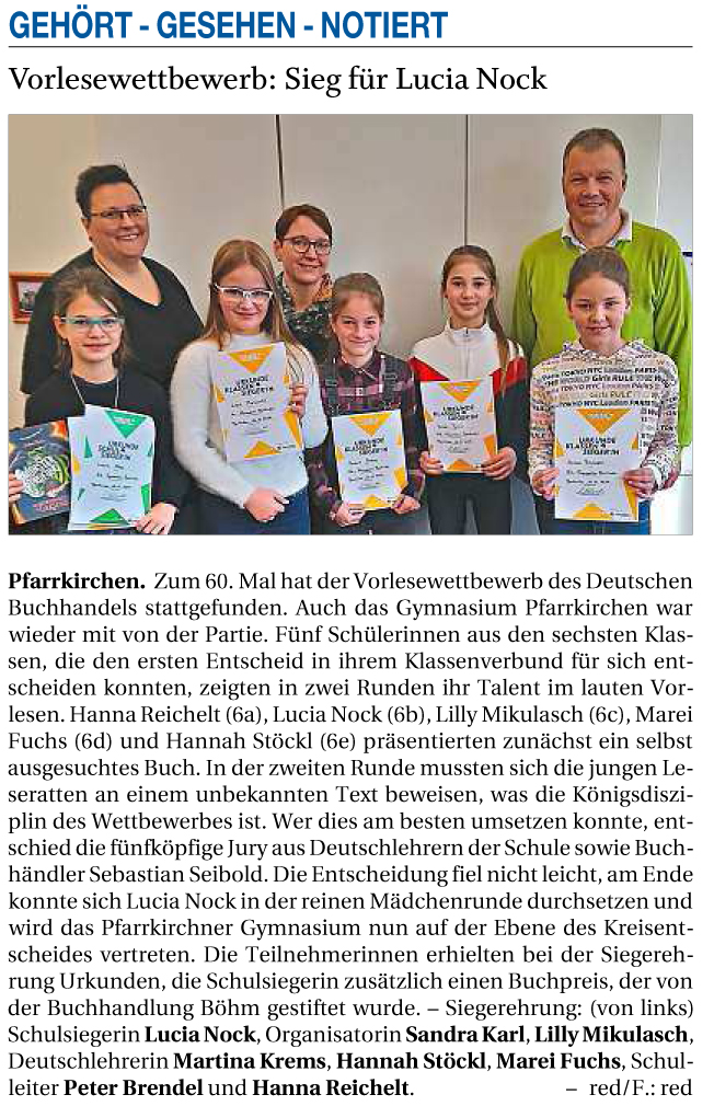 Vorlesewettbewerb 2019